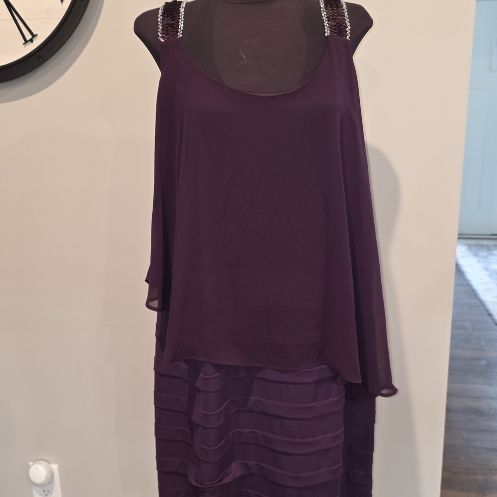 Enfocus Studio Plum Chiffon Overlay Beaded Strap Camisole